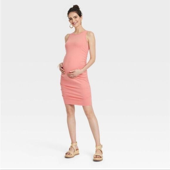 Ingrid & Isabel Maternity Coral Pink Orange Sleeveless Dress Size XS - Picture 2 of 7